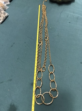 Vintage金色双层简约铜镀真金链条毛衣链保存品