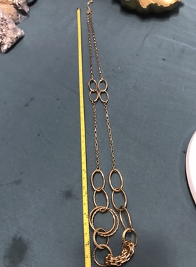 Vintage金色铜镀真金简约链条长款项链毛衣链保存品