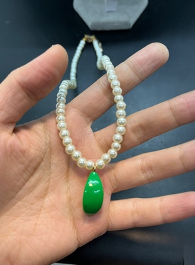 夏天的感觉！柠檬吊坠白色琉璃珍珠短款项链 长度45厘米左右