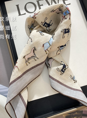 新款棉质复古小方巾头巾