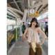 MLS ເນື້ອຜ້າອ່ອນໆ heartthrob light and elegant summer new 2026 tops women's oblique shoulders oblique ruffled tops multi-layered