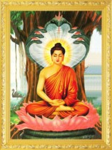 Size Article Bodhi Tree Lower Snake King Shield Rain of Sakyamuni Buddha portrait hanging Like a hanging painting Collage Scroll can bring a wood frame