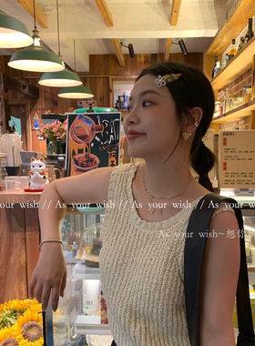 森系复古珍珠花朵发夹头饰甜美少女感前额碎发刘海夹侧边夹bb夹子