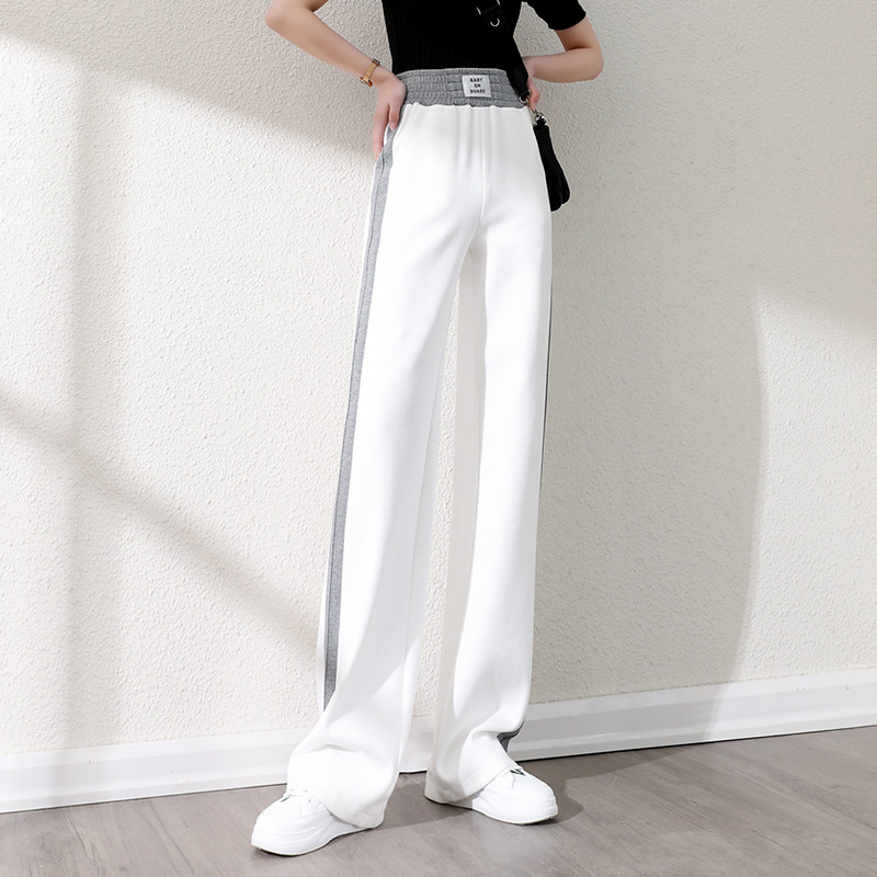 白色休闲运动卫裤2022春秋阔腿裤 予珂休闲裤