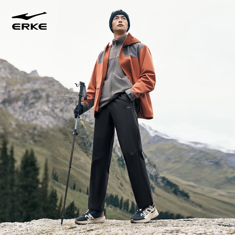 鸿星尔克加绒运动裤男