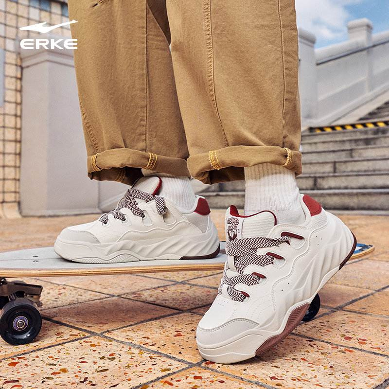 红糖馒头鸿星尔克板鞋男鞋冬季新款鞋子厚底增高鞋革面百搭运动鞋,淘宝优惠券,粉丝福利购,淘宝优惠卷