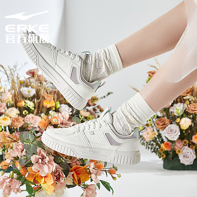 木兰鸿星尔克女鞋板鞋运动鞋2023秋冬新款白色休闲厚底鞋子小白鞋