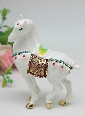 人气珐琅彩金e属工艺品民族特色生肖马摆件手工彩绘创意家居小摆