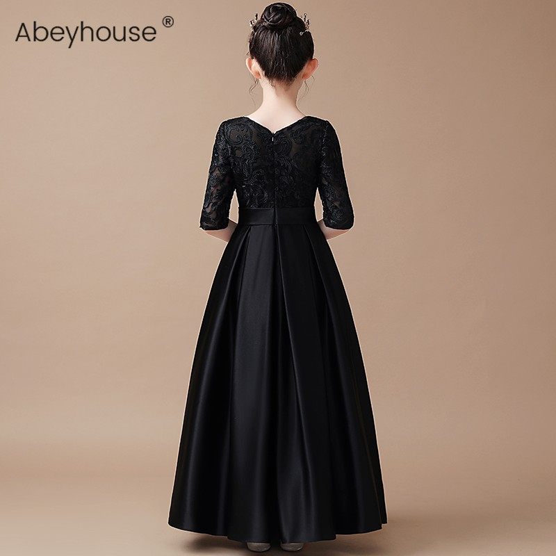 精选女童高e端黑色公主裙中大童钢琴演出小提琴演奏服儿童乐团合,淘宝优惠券,粉丝福利购,淘宝优惠卷