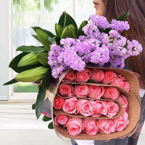 鲜花百合鲜花云南基地直发向日葵花束玫瑰鲜切插花 - 图2