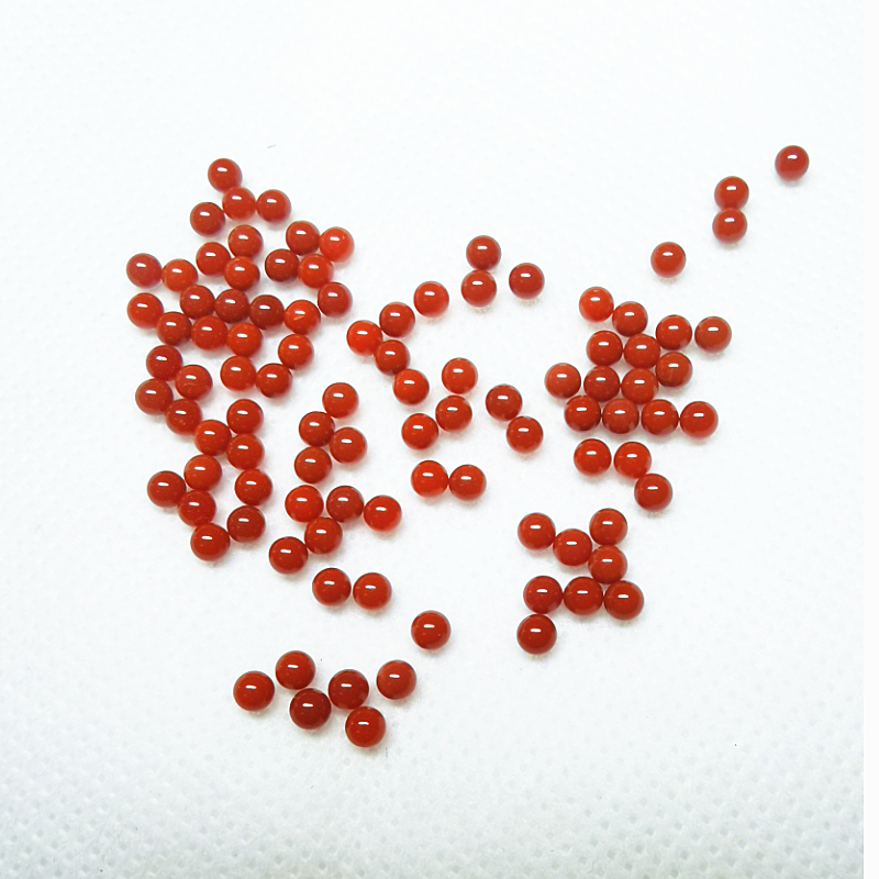 天然南红玛瑙3.0mm圆形平底素面蛋面光面裸石满色柿子红镶嵌戒面 - 图3
