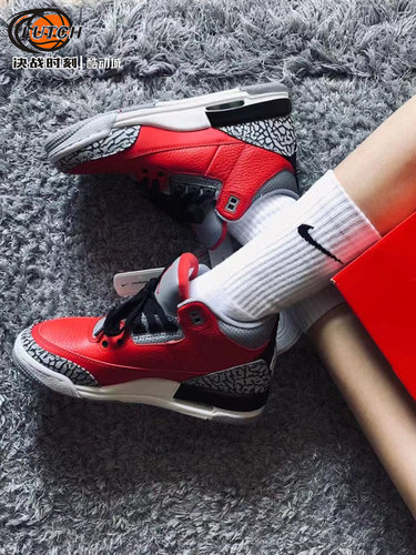 Air Jordan 3 Retro GS红水泥大童复古低帮板鞋篮球鞋 CQ0488-600 - 图0