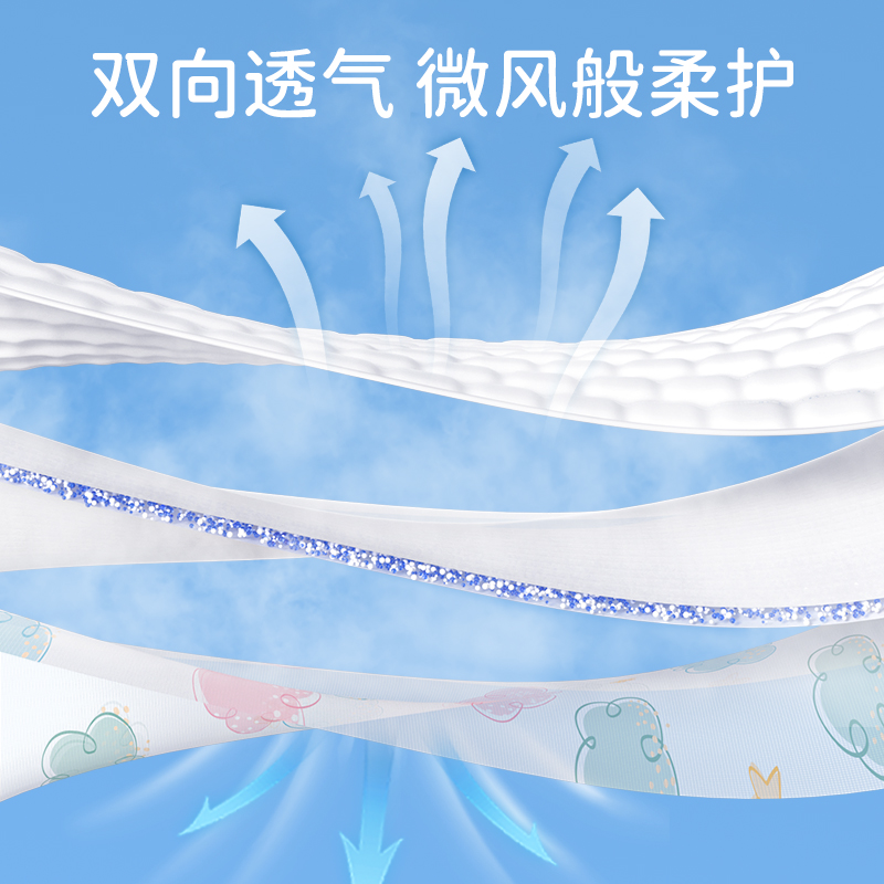 巴布豆纸尿裤3包 云柔系列隔尿垫 透气尿不湿婴儿拉拉裤宝宝通用