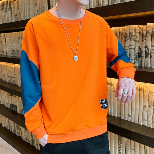 Мужской трендовый осенний лонгслив, осенняя базовая толстовка, в корейском стиле