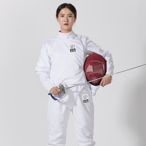 CFA认证350N全国比赛击剑服装重剑花剑佩剑击训练保护服上衣 - 图1