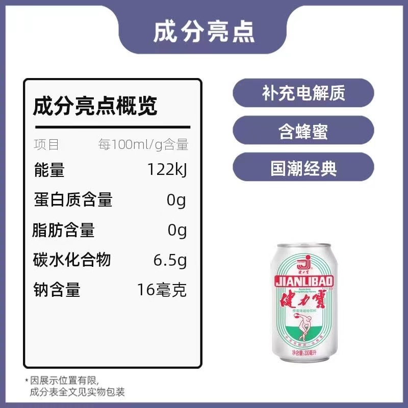 健力宝运动饮料橙蜜味330ml*24/6罐经典怀旧纪念罐电解质国潮国货 - 图2