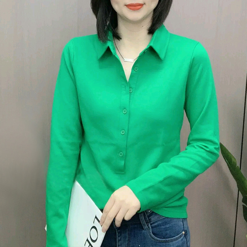 t恤2022春秋新款宽松polo领衬衫 依妮奴女装T恤