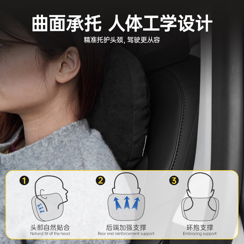 3W可隆联名汽车头枕车用靠枕适用特斯拉modelY3/YL迈巴赫护颈枕头 - 图2