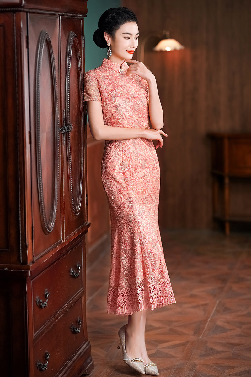 年轻妈妈婚宴装喜服高贵复古连衣裙 美舒饰旗袍