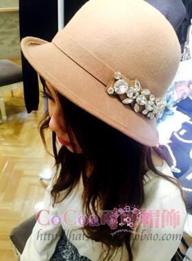 石原里美同款羊毛呢新品毛毡盆帽