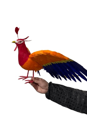 创意仿真凤凰动物摆件田园风庭院羽毛装饰落地摆件祝福寓意可定制