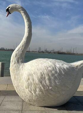 仿真天鹅模型室内家居橱窗婚庆场景布置儿童羽毛摄影大鹅道具