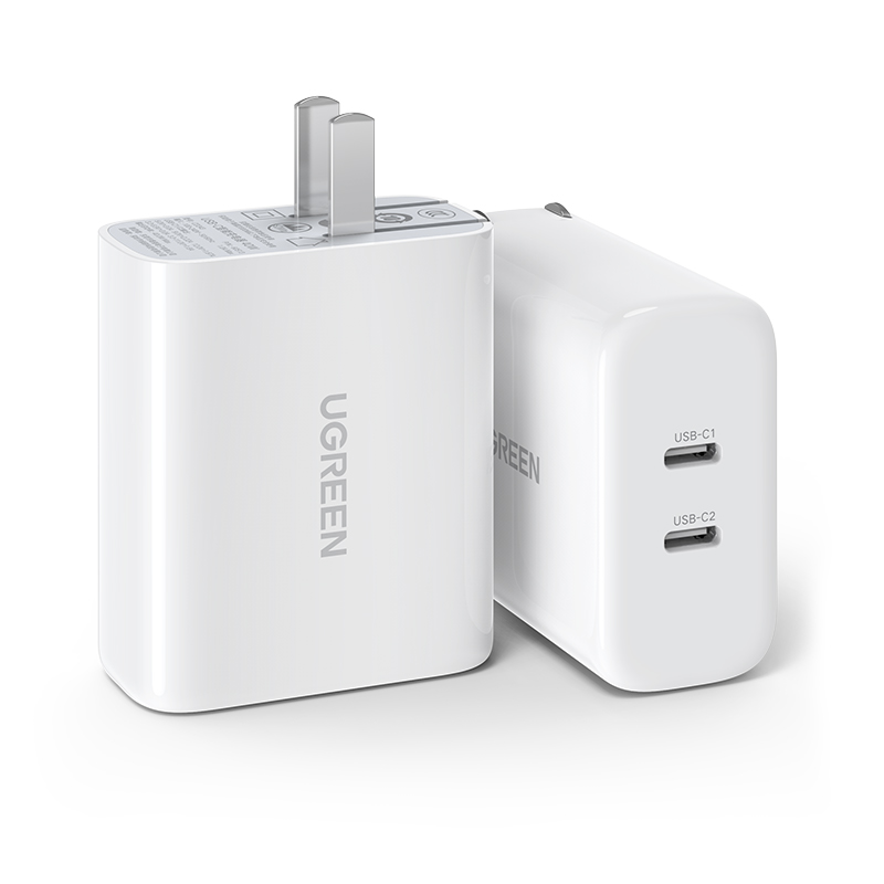 绿联双typec多口40W充电器头适用于iPhone手机mini快充平板通用闪充pd闪充折叠插头 - 图0