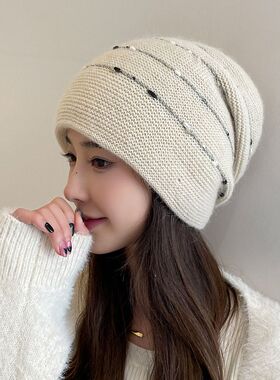 兔毛针织帽子女冬保暖加厚毛线帽