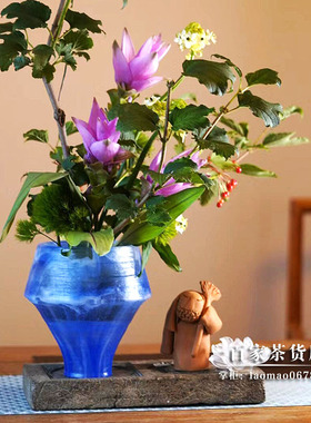 花器插花梁明毓琉璃花瓶台面茶室