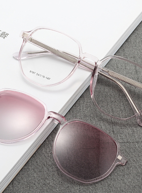 圆脸磁吸近视多边形tr90太阳眼镜