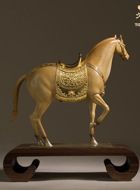 铜师傅《富贵唐马》客厅桌面铜马摆件 家居装饰工艺品 开业礼物