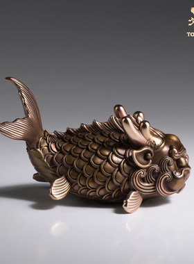 铜师傅铜中式鱼化龙摆件装饰礼品