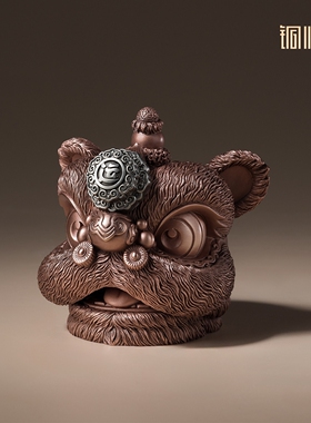 铜师傅《狮来运转》新中式国潮瑞狮醒狮紫铜白铜解压摆件礼物