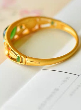 宫廷风925银镀金百搭古装手镯女