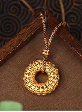 新中式花丝古钱币平安扣项链