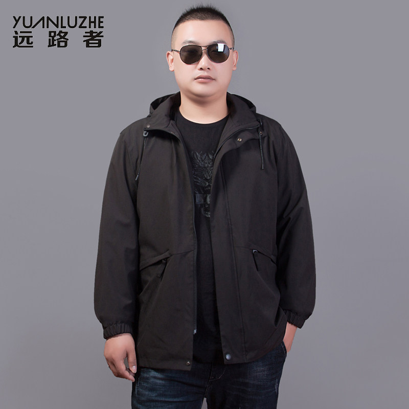男士春秋特大号宽松胖子户外防风衣 远路者夹克