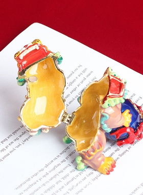 五彩醒狮招财摆件金属珐琅彩工艺品首饰盒麒麟神兽吉祥新年礼品物