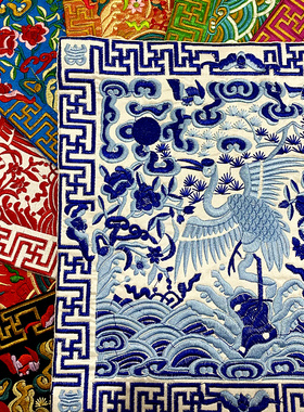 中国风绣花补子文玩绣片diy包邮