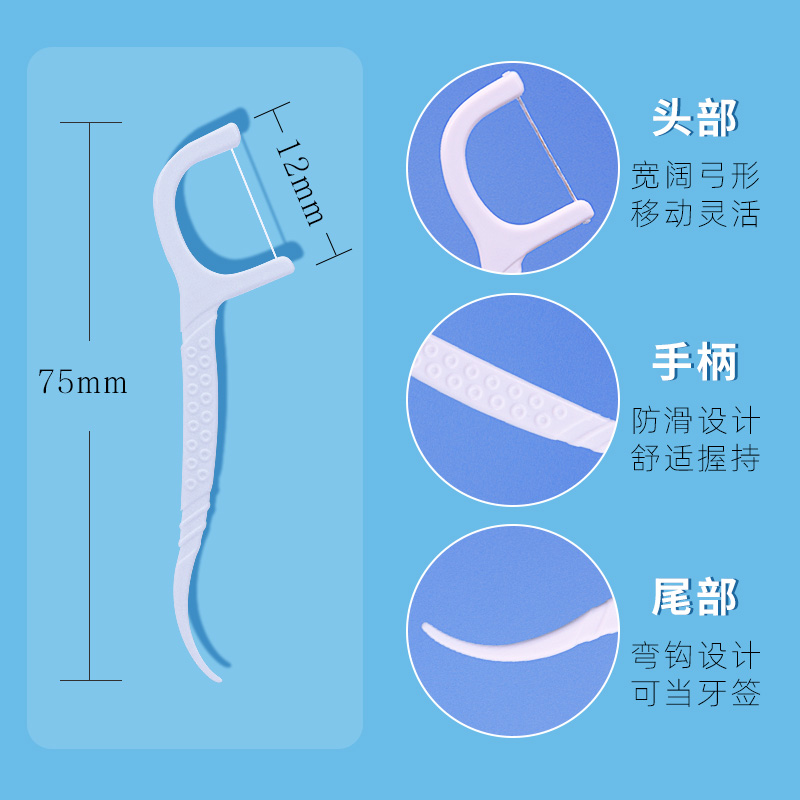 pesitro牙线棒超细圆线剔牙家庭装牙缝清洁神器600支送便携盒 - 图2