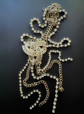 古典原创设计繁复钻项链礼服链全网只一件欧美低奢度假风法式复古