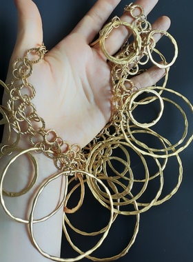 打标正品超有质感设计感烤金圈环走秀时装链【品牌孤品满百包邮】