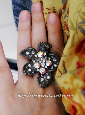 捷克水钻欧美风独家孤品夸张戒指