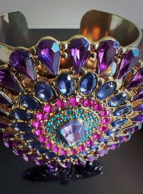 [孔雀之南]民族风夸张镶嵌异域风情手镯[设计师孤品独件满百包邮]