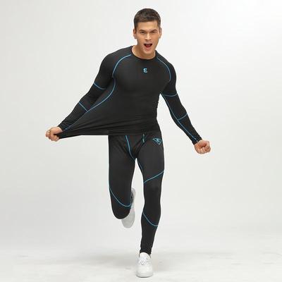 路伊梵运动套装男春夏季跑步健身篮球训练服紧身衣速干衣打底大码