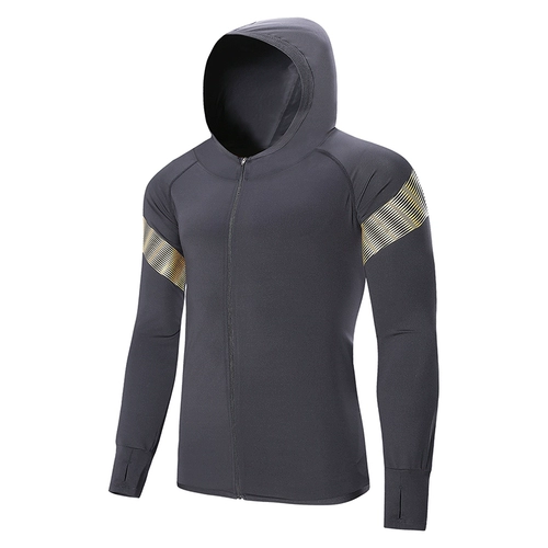 Летняя быстросохнущая мужская куртка для спортзала, спортивный костюм, дышащий лонгслив с капюшоном, популярно в интернете, для бега, защита от солнца
