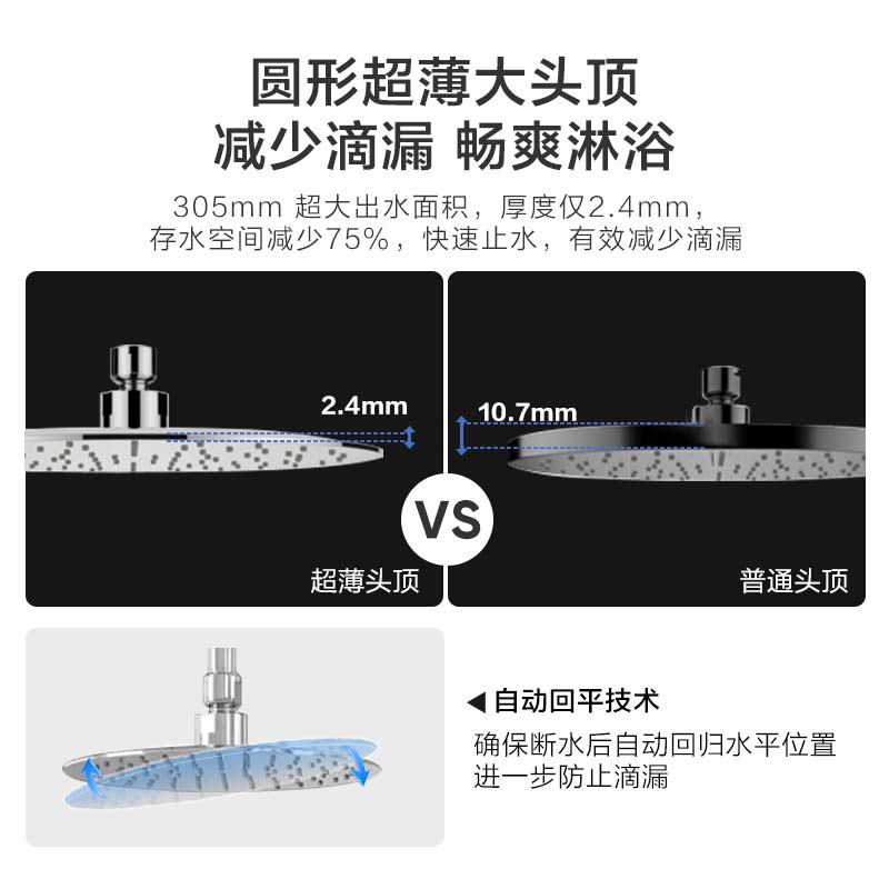 科勒齐悦305mm顶喷三出水恒温家用淋浴花洒29995-B9-CP - 图1