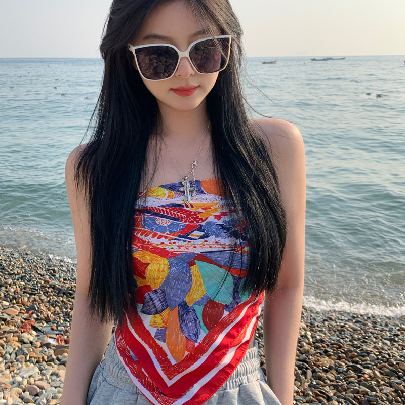 网红法式复古小方巾女百搭夏季防晒丝巾ins海边沙滩遮阳披肩头巾,淘宝优惠券,粉丝福利购,淘宝优惠卷