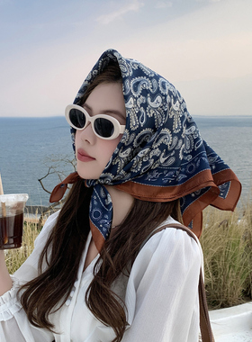 丝巾系脖高级感女2026新款小方巾搭配衬衫领巾围脖子薄腰果绑发带