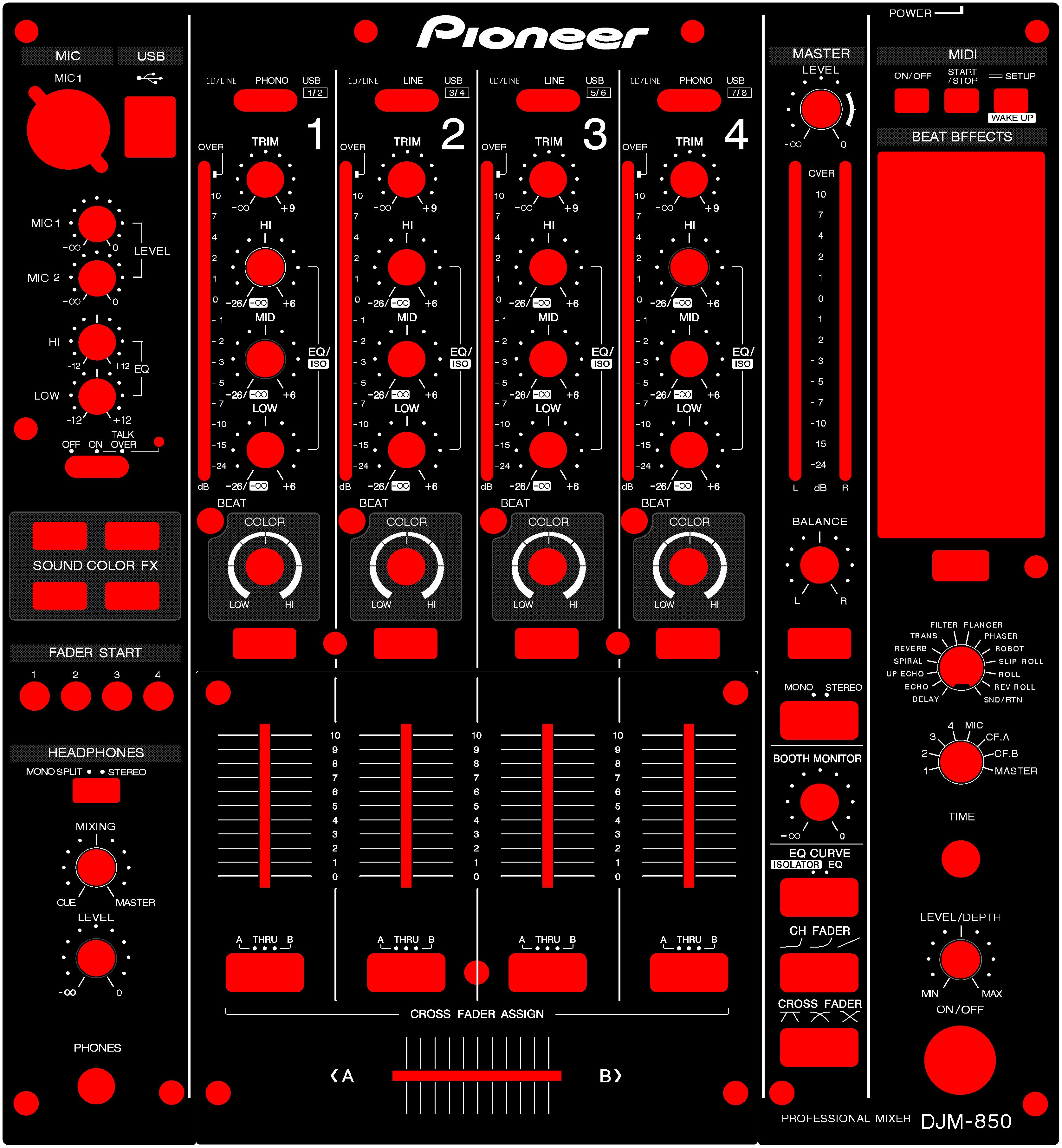 先锋PIONEER DJM850贴膜混音台保护贴纸打碟机黑白色款现货供应 - 图0