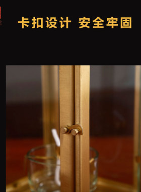 纯黄铜四面油灯防风酥油灯灯盏套装室外寺庙长明灯防风罩天灯供灯